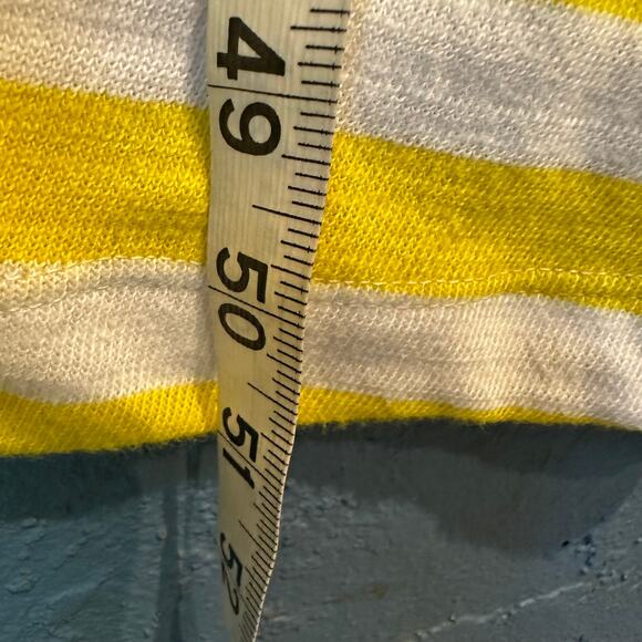 NWT Loft Size Medium Midi Dress 100% Cotton Yellow White Stripe Cottage Beach - Picture 6 of 7